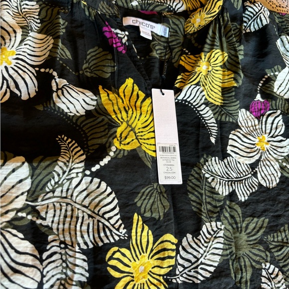 NWT Chico’s Botanical Zebra Multi Color Ruffle Sleeve Blouse 2.5 - Picture 9 of 12